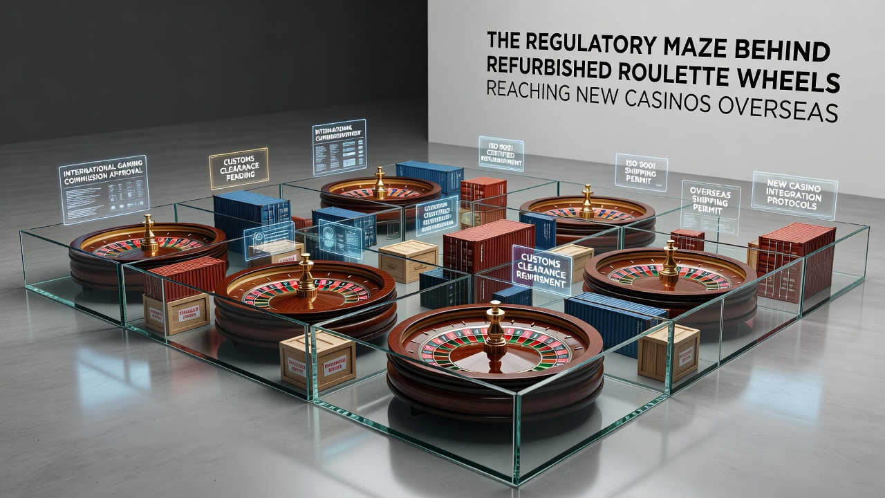 Verpackte Roulette-Räder in einem Lager vor dem Export in internationale Casinos